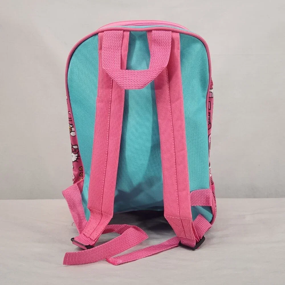 Hello Kitty Back Pack Book Bag Pink Turquoise Pocket NWOT SANIRO
